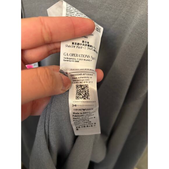 Emporio Armani Virgin Wool Long Sleeve Crewneck Sweater Gray Sz L - Picture 7 of 7